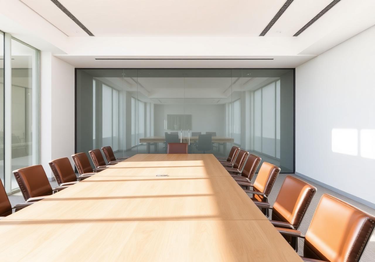 A bright, professionally cleaned boardroom